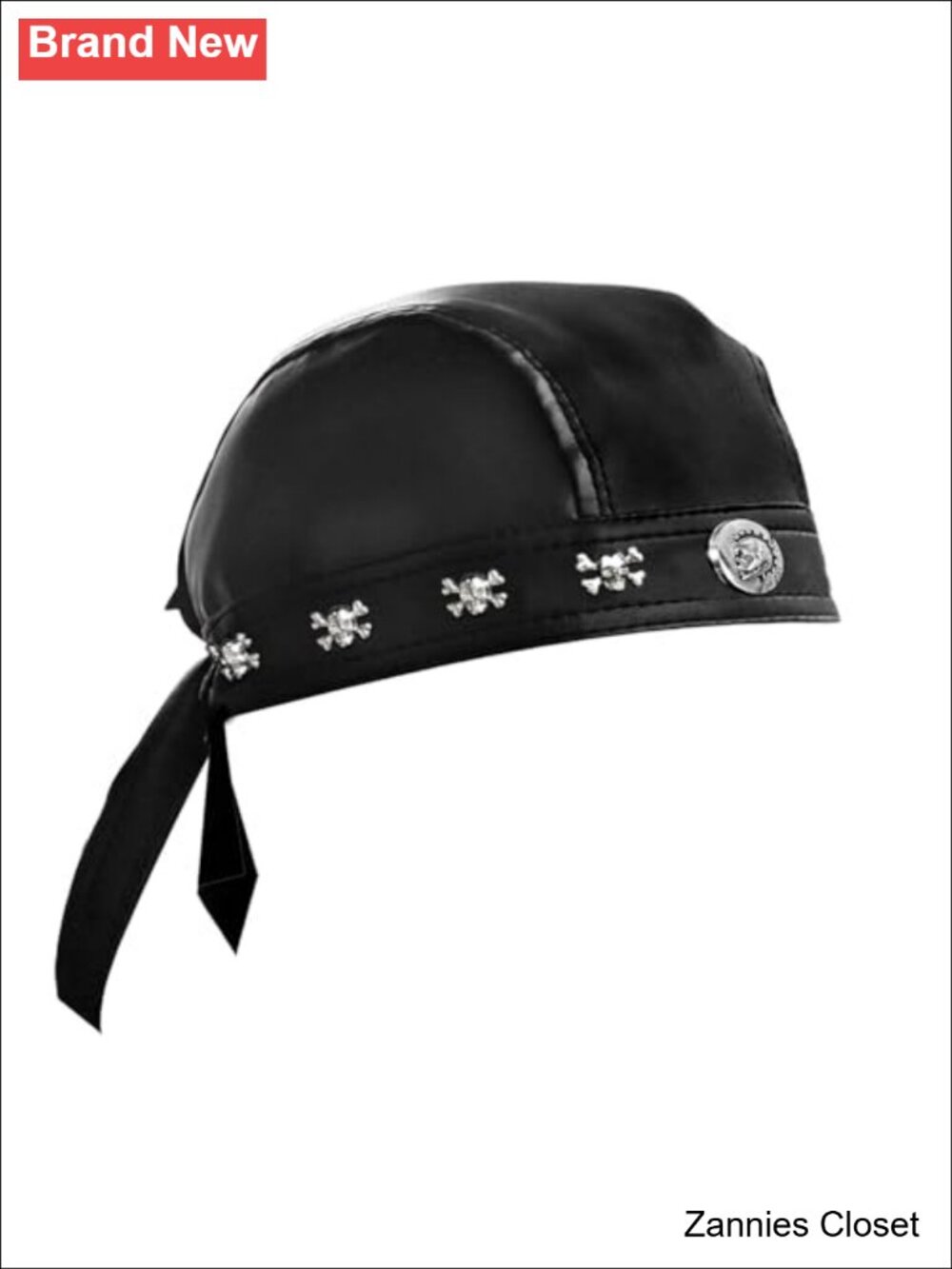 🤠 Leather Skull Rivet Biker Cap Head Wrap Du Doo Do Rag Hat